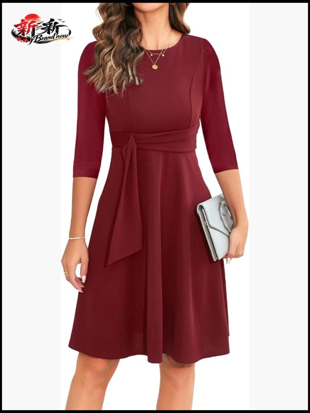 Elegant Ruffle Sleeve Flared A Line Swing Cocktail Dress